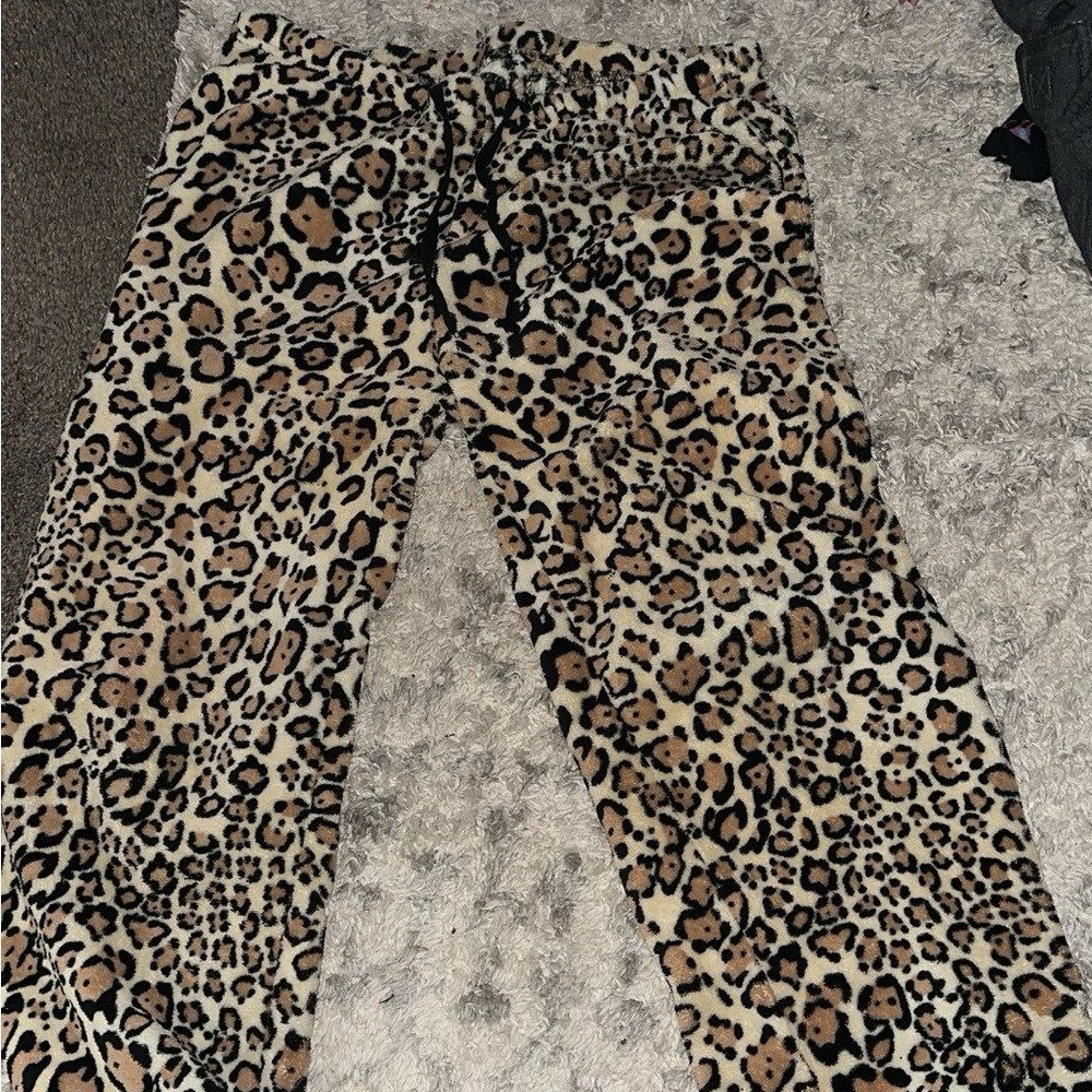 Leopard print pajama pants,